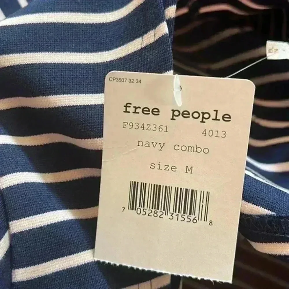 NWT Free People Nautical and Knotty Striped Skater Dress in Navy Combo medium - Picture 2 of 8